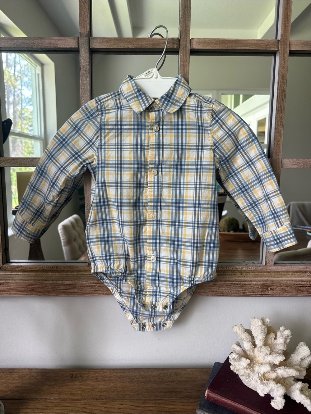 OshKosh B'gosh Blue and Yellow Plaid Button-Up Shirt